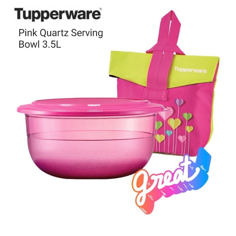 PROMO SALE  Tupperware Pink Quartz Serving Bowl 3.5 Liter (1 Pcs) // Table Collection Crystal Wadah 