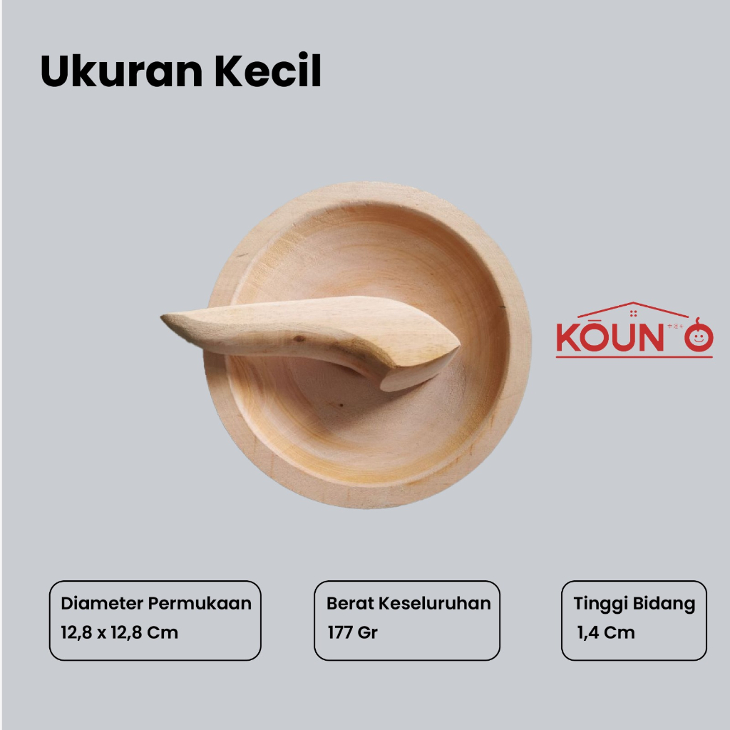 Ulekan Kayu Cobek Kayu Mahony Premium Alat Tumbukan Bahan Makanan