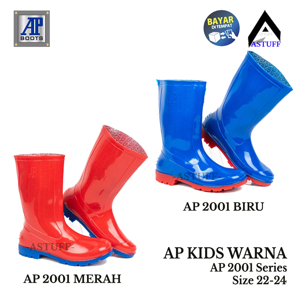 Sepatu Boot Anak AP BOOTS 2001 Biru Merah - Sepatu Boot Karet