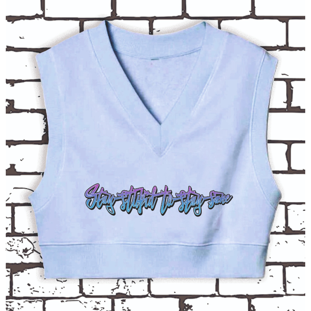 VEST CROP WANITA JUST STAY LAUGH // ROMPI CROP WANITA LUCU PREMIUM FLEECE TEBAL TERBARU