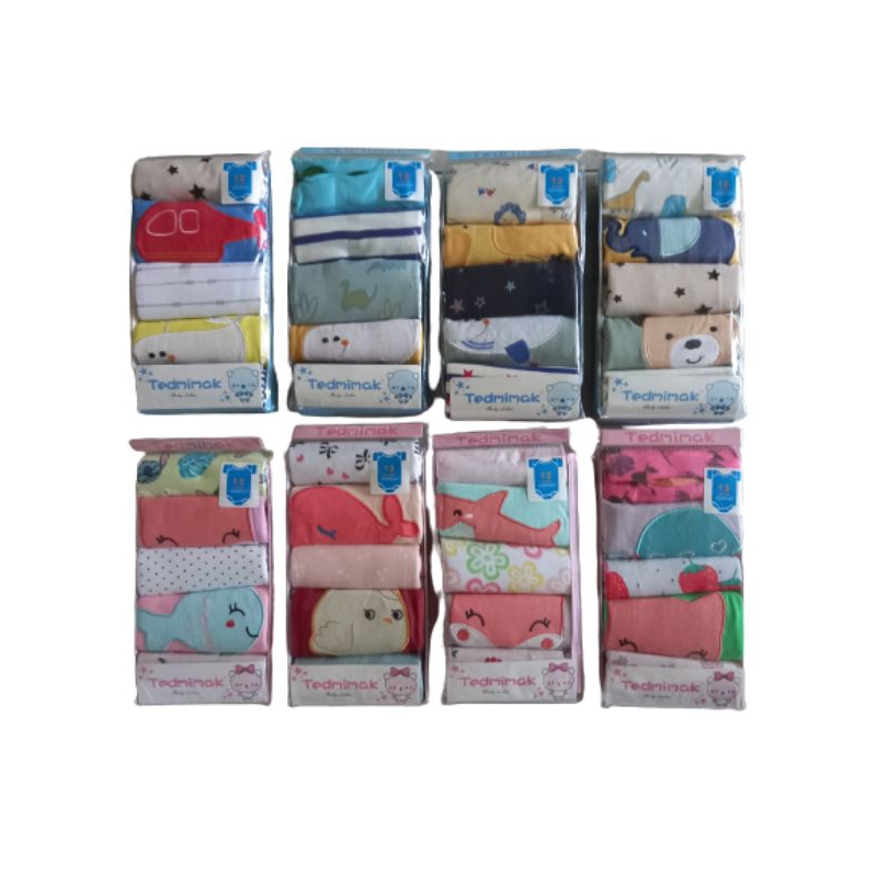 5in1 Romper Jumper Segitiga Tangan Pendek Bayi 3-12 Premium Tedmimak