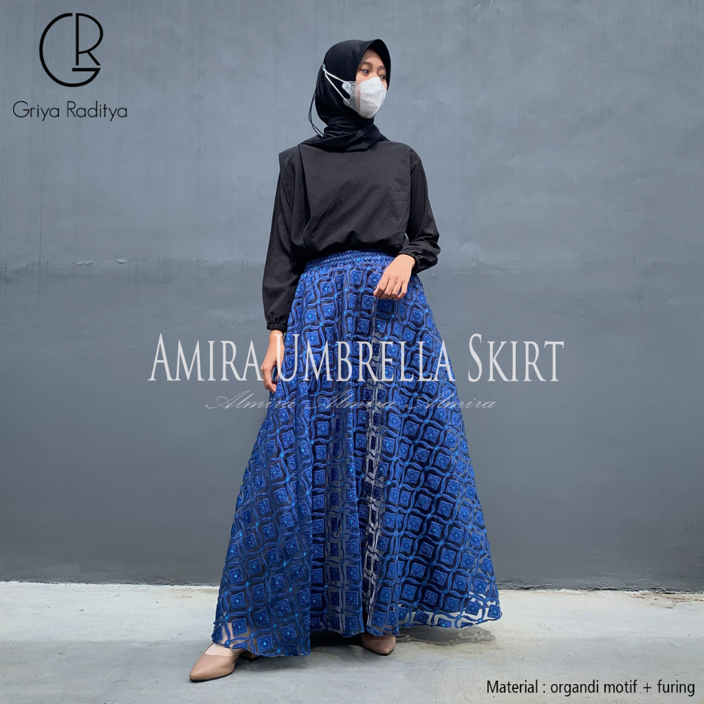 Rok Panjang Wanita Payung Lebar Amira Umbrella Skirt Rok Pesta Kondangan