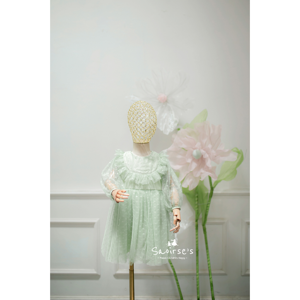 SAOIRSE'S Gempita - Dress Tulle Dot Anak Perempuan Gaun Pesta Lebaran Anak Ruffle Usia 2-8 Tahun