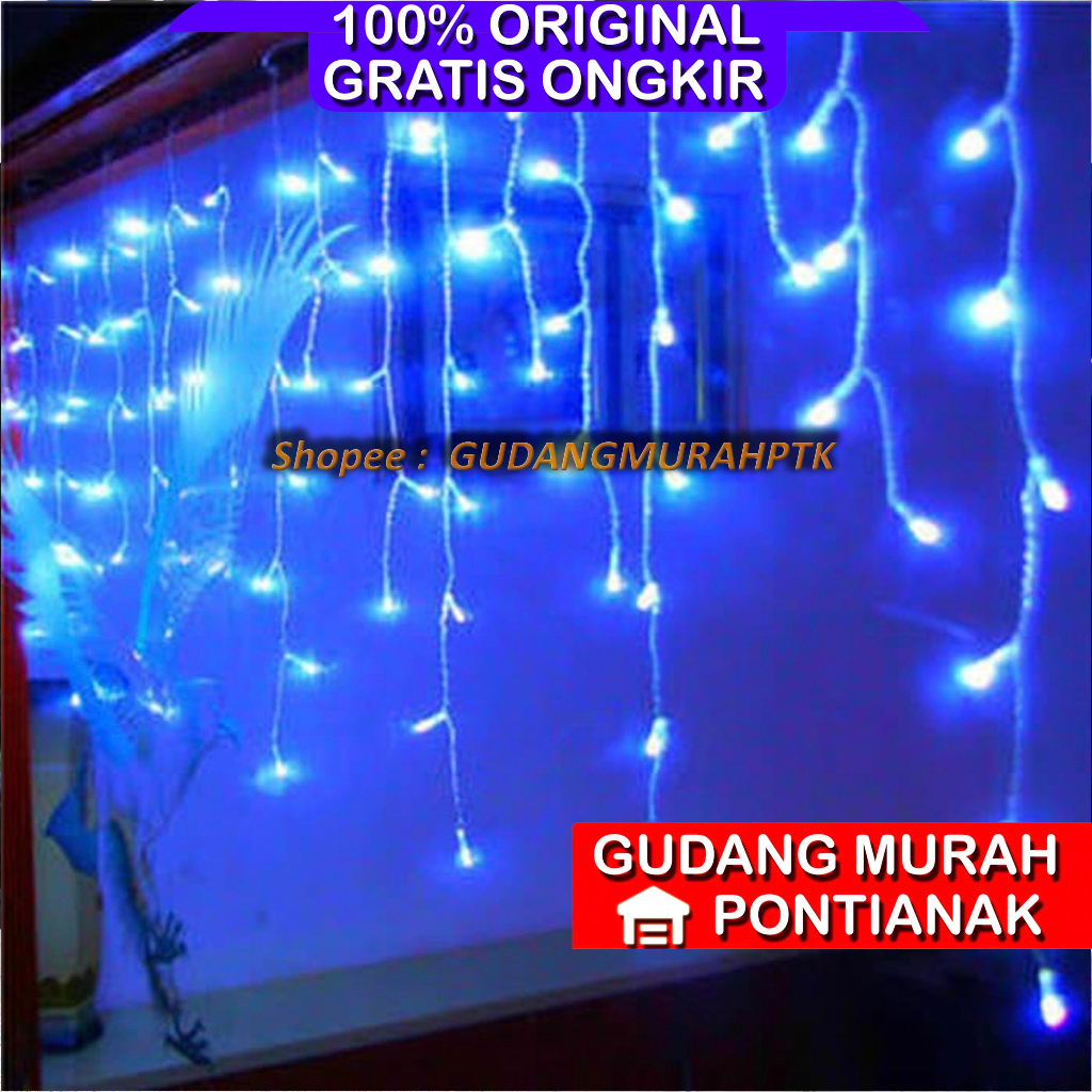 Lampu Tirai Hias Tumblr 4.5M 4,5M 4,5 Meter Warna Warni Warm White Putih HIJau Pink Ungu Merah Biru Tahun baru Natal idull fitri ulang tahun atau acara lain