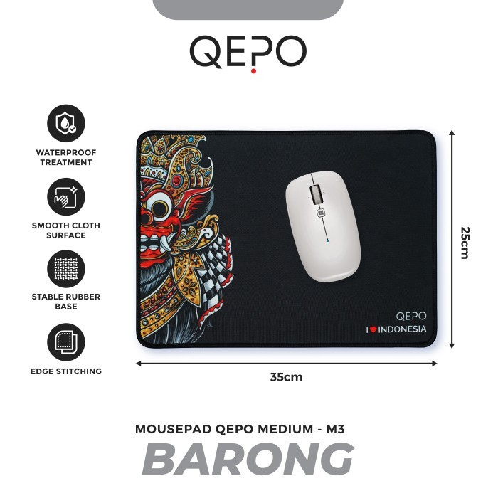 Mousepad gaming qepo rubber medium 35x25 cm Large anti slip type speed smooth M3 M2 M1 - alas mouse pad mat