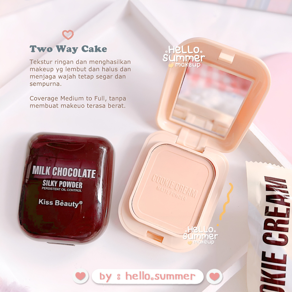 Cookie &amp; Milk Bedak Padat Two Way Cake Compact Powder with PUFF Matte Silky Finish Smooth Oil Control