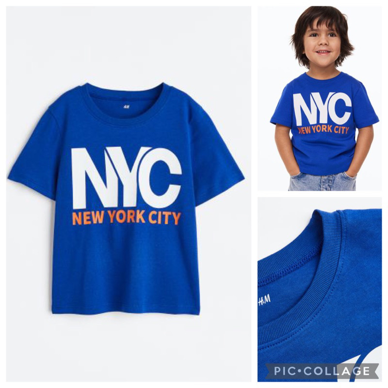 H&M tshirt kids boy blue NYC