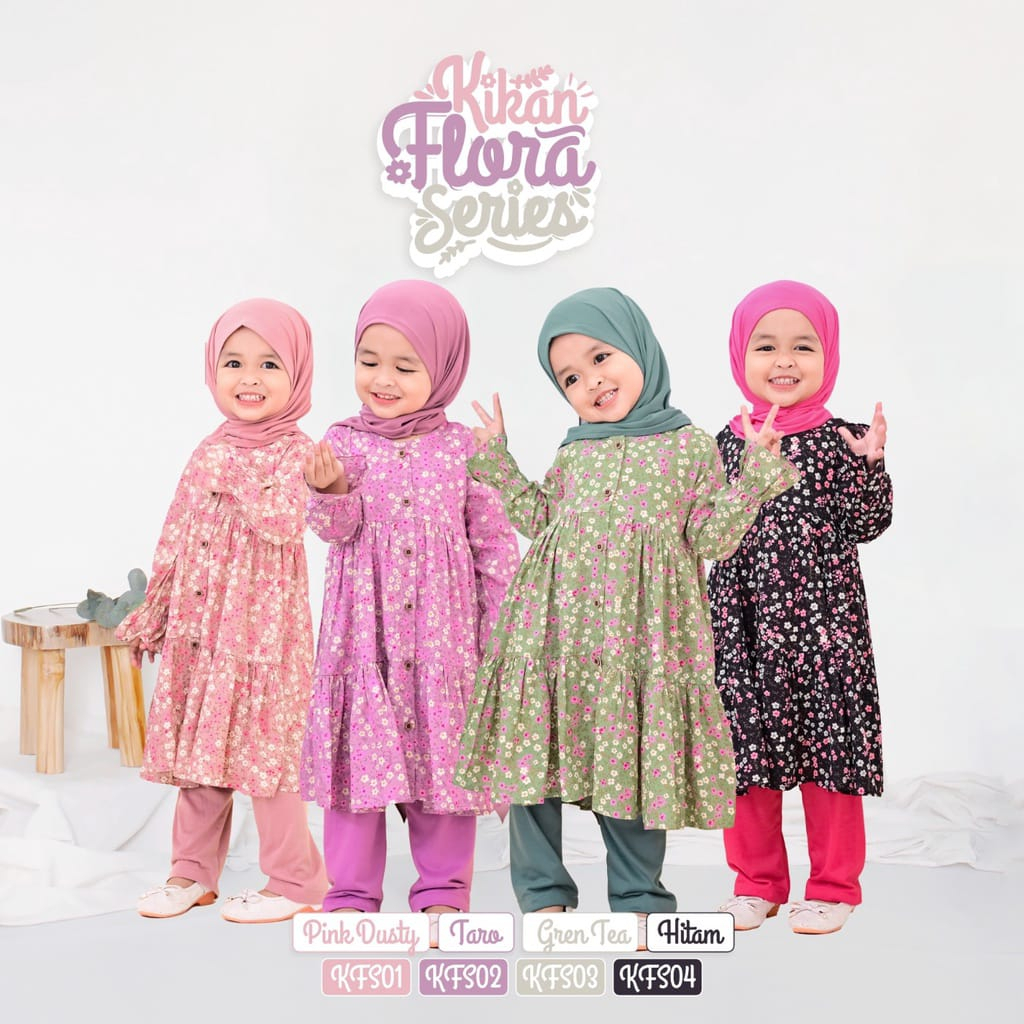 SETELAN TUNIK SET CELANA ANAK KIKAN FLORA SERIES by Cutekids