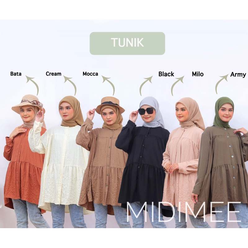 Atasan Wanita/Tunik Bahan Cey Crinkle Adem Dan Halus Full Kancing/Blouse Busui