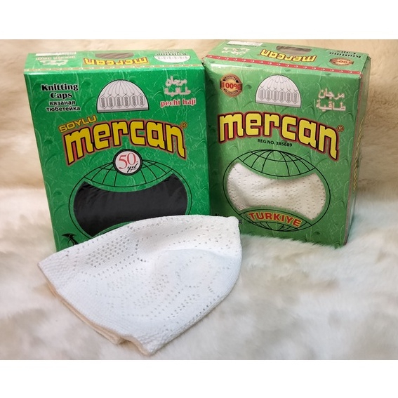 Peci/Kopiah Mercan Soylu ASLI Turki / Benang Kopiah Rajut Warna Putih Hitam Abu-abu Cokelat / Oleh H
