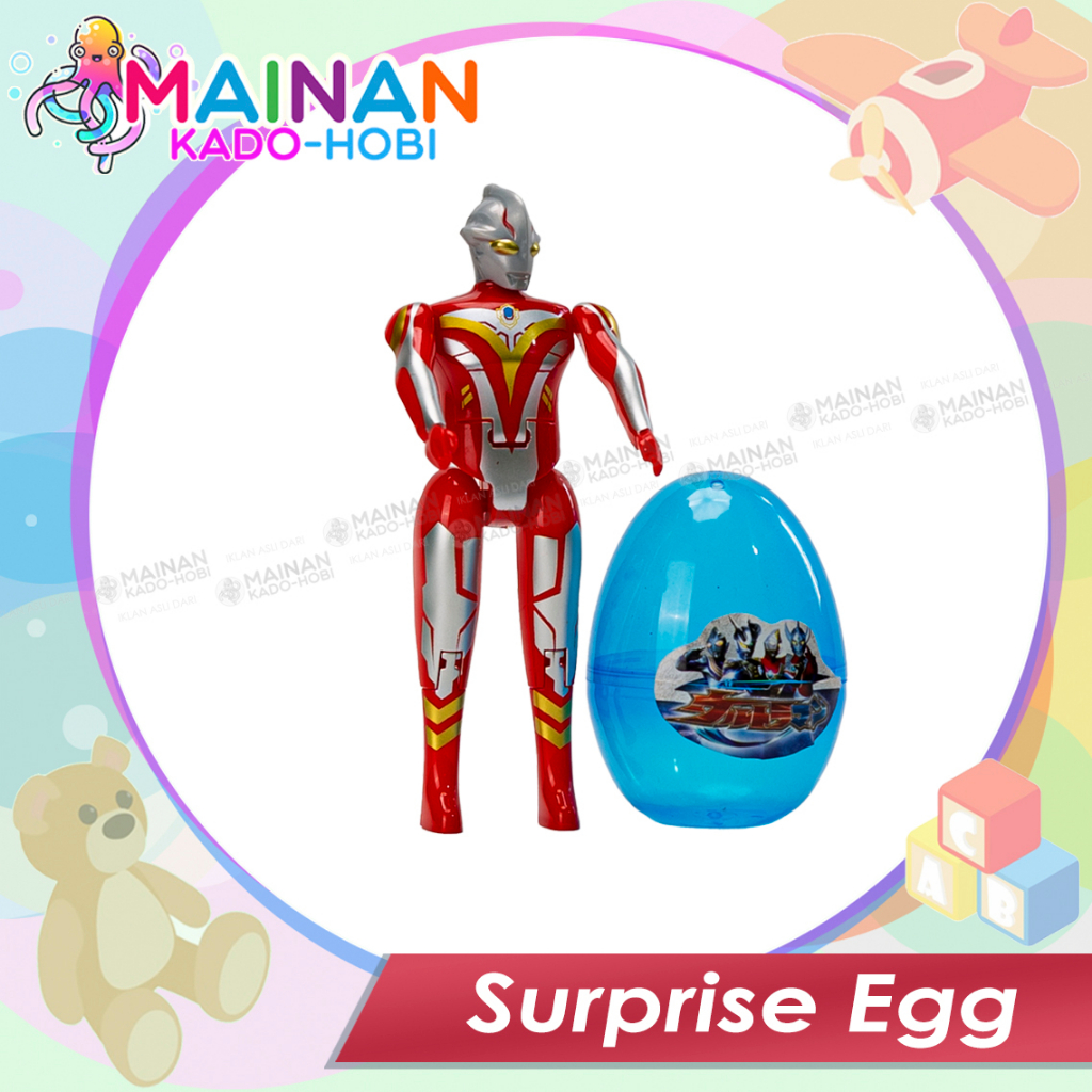 KOLEKSI MAINAN MOTORIK ANAK SURPRISE EGG TELUR KARAKTER SUPERHERO ULTRAMAN