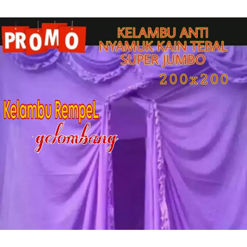 KELAMBU REMPEL KELAMBU NYAMUK KAIN TEBAL UKURAN JUMBO 180x200