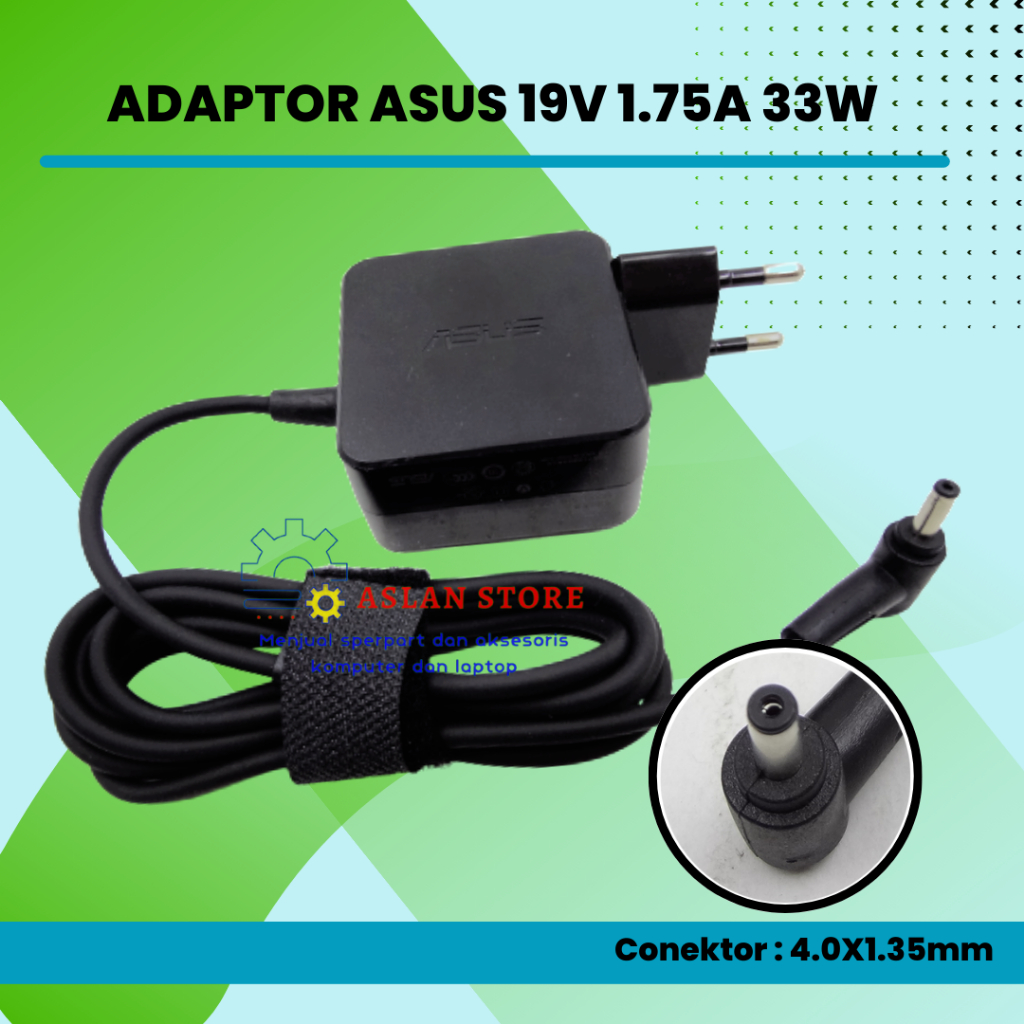 33W 19V 1.75A 4.0x1.35mm Power Adaptor Charger Original Asus X200 X201 X200CA X200MA X200M X453 X453M X453MA X453S X453SA