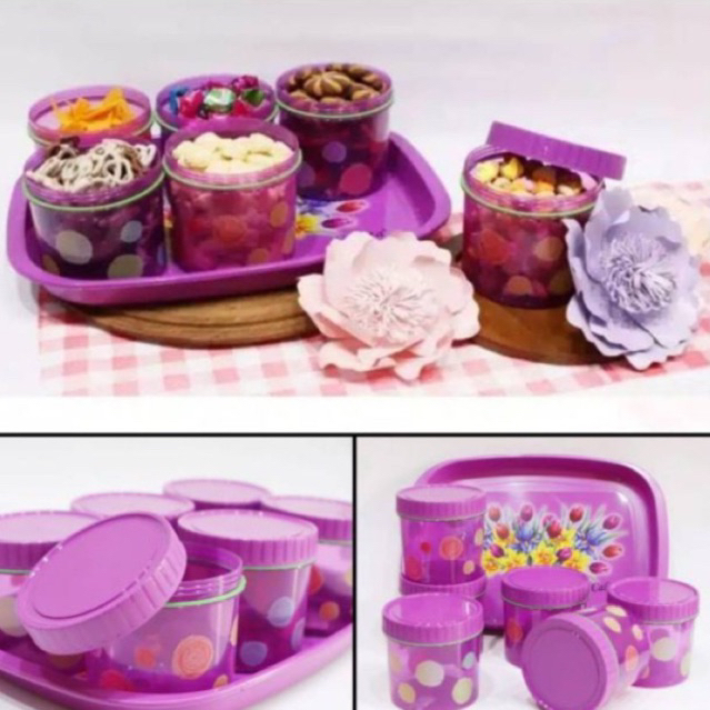 TOPLES CALISTA TONAM ISI 7 PCS BAHAN PLASTIK TEBAL BPA FREE DILENGKAPI NAMPAN CANTIK MOTIF BUNGA WARNA CALISTA