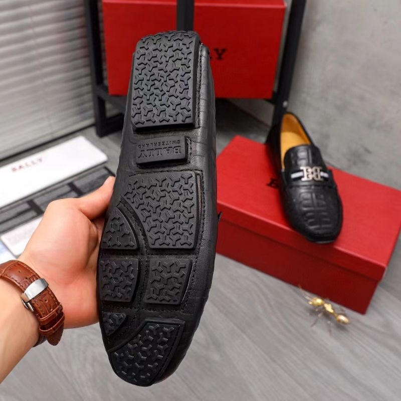 sepatu loafer bally pria hitam men shoes slip on cowok mirror P1SHOES