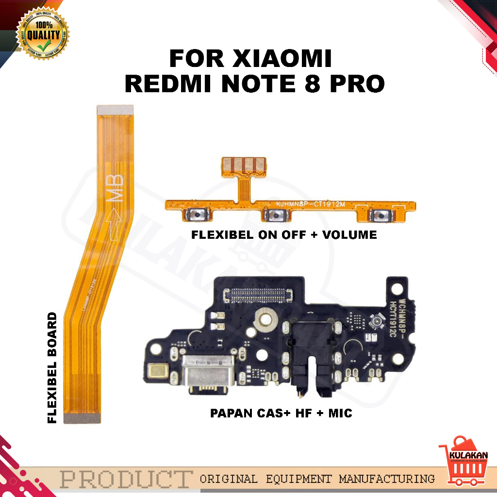 PAPAN PCB CAS REDMI CONNECTOR CHARGER 1 SET XIAOMI REDMI NOTE 8 PRO NEW ORIGINAL