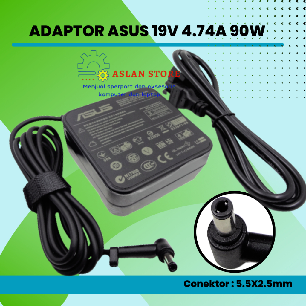 AC Adapter Charger Casan Asus 19V 4.74A 90W 5.5x2.5mm N56DP N56V N56VJ Q301 Q301L Q301LA Q400A Q550 Q550L Q550LF Q551LN R500A R500N R500VD