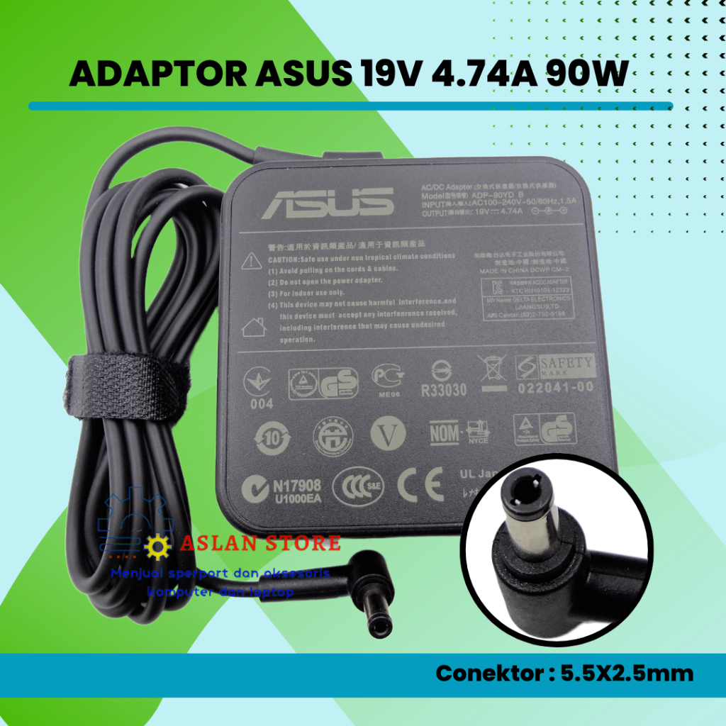 AC Power Adapter 19V 4.74A 90W Charger Adaptor Laptop ASUS K45VD X450JB K55A K53S K55VD ASUS N55SL N75 N75E N75S N75SF U46JC U46S U46SD U46SV Notebook