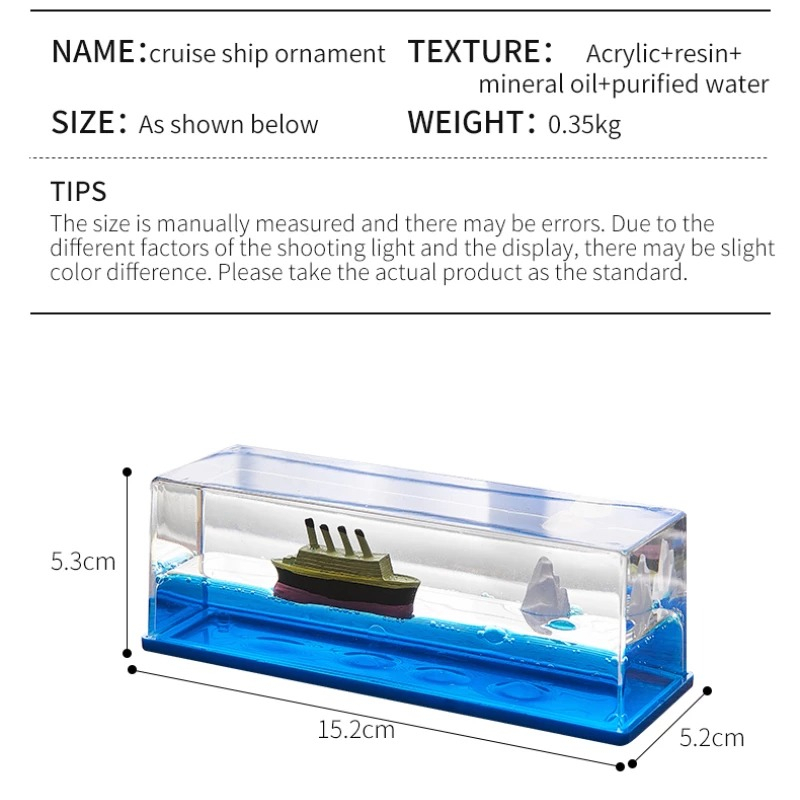 Pajangan Kapal Pesiar Titanic Cruise Ship Hourglass Decoration - TEA2 - Transparent