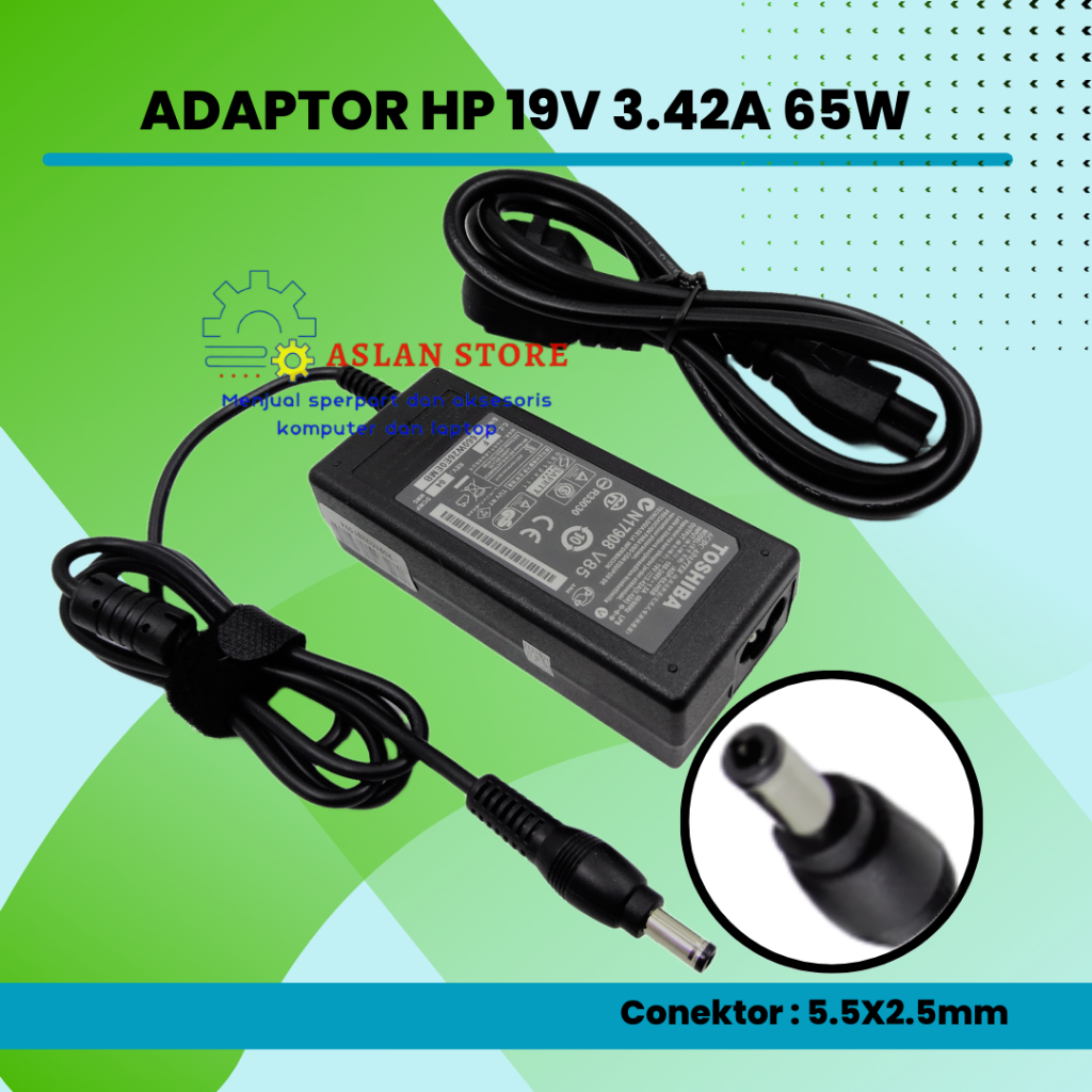 Charger Laptop Toshiba 65W 19V 3.42A AC Power Adaptor Toshiba L645 L745 L630 L635 C640 Toshiba P300 L450 M800 L670D C660 L650 A300 L700 A500 L655