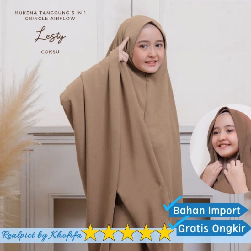 Khofifah Grosir - Mukenah Lesty Anak 3in1 Bahan Crinkle Airflow Premium Umur 5-10 Tahun / Mukenah An
