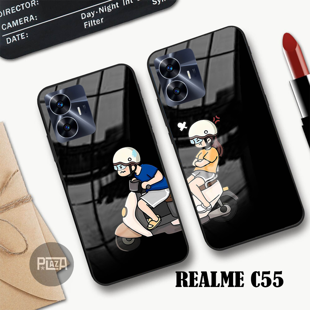 Softcase Glass Kaca COUPLE [K119] REALME C55 Terbaru Casing Handphone-Pelindung Handphone