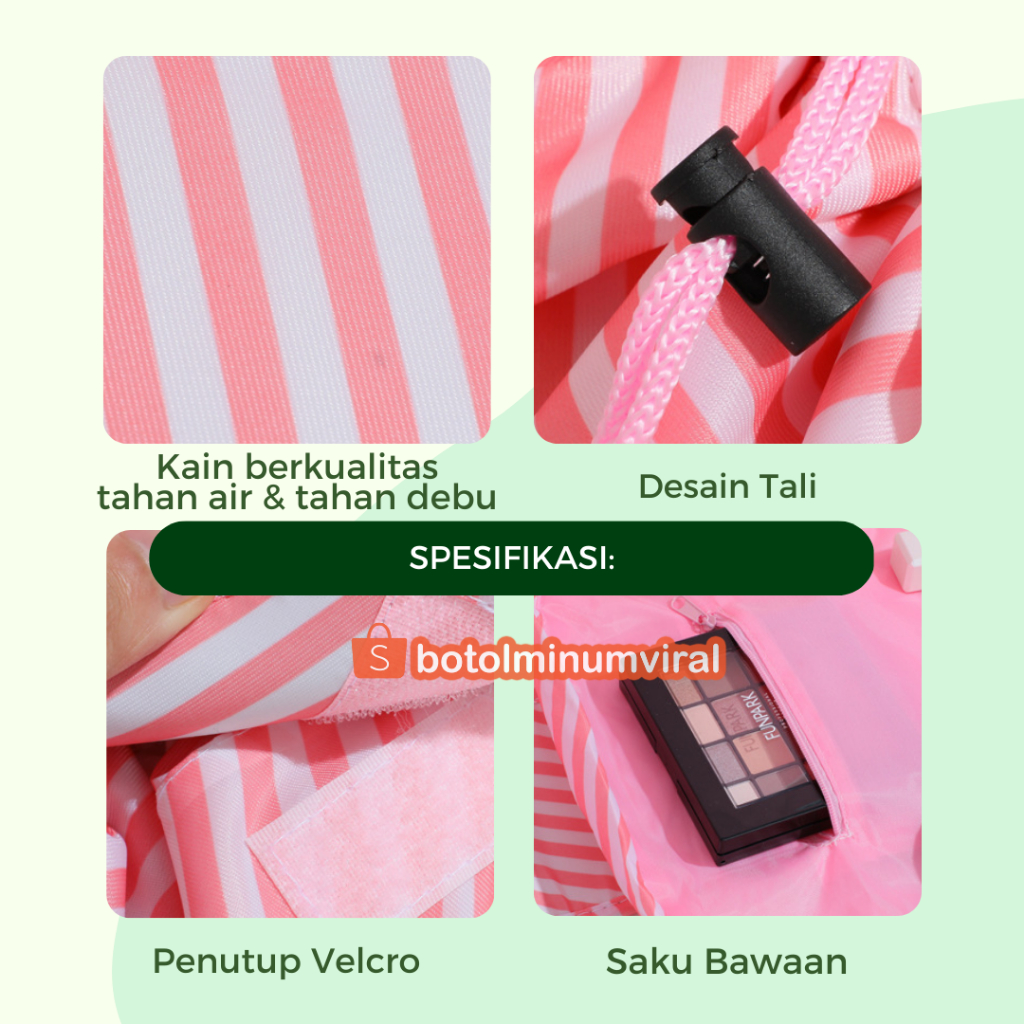 Tas Kosmetik Korea Pouch Travel Organizer Waterproof Serut Muat Banyak