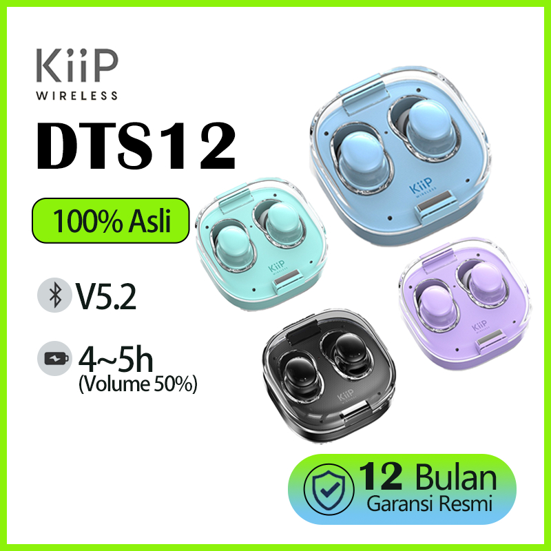 KiiP Wireless DTS12 True Wireless Bluetooth Headset Headphone Earphone Earbuds TWS Stereo-MEMILKI LATENSI RENDAH, KUALITAS SUARA STEREO HIFI