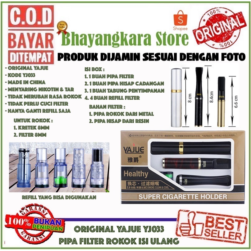 IMPOR YAJUE ORIGINAL YJ033 PIPA FILTER SARINGAN ASAP ISI ULANG KHUSUS FILTER 8MM