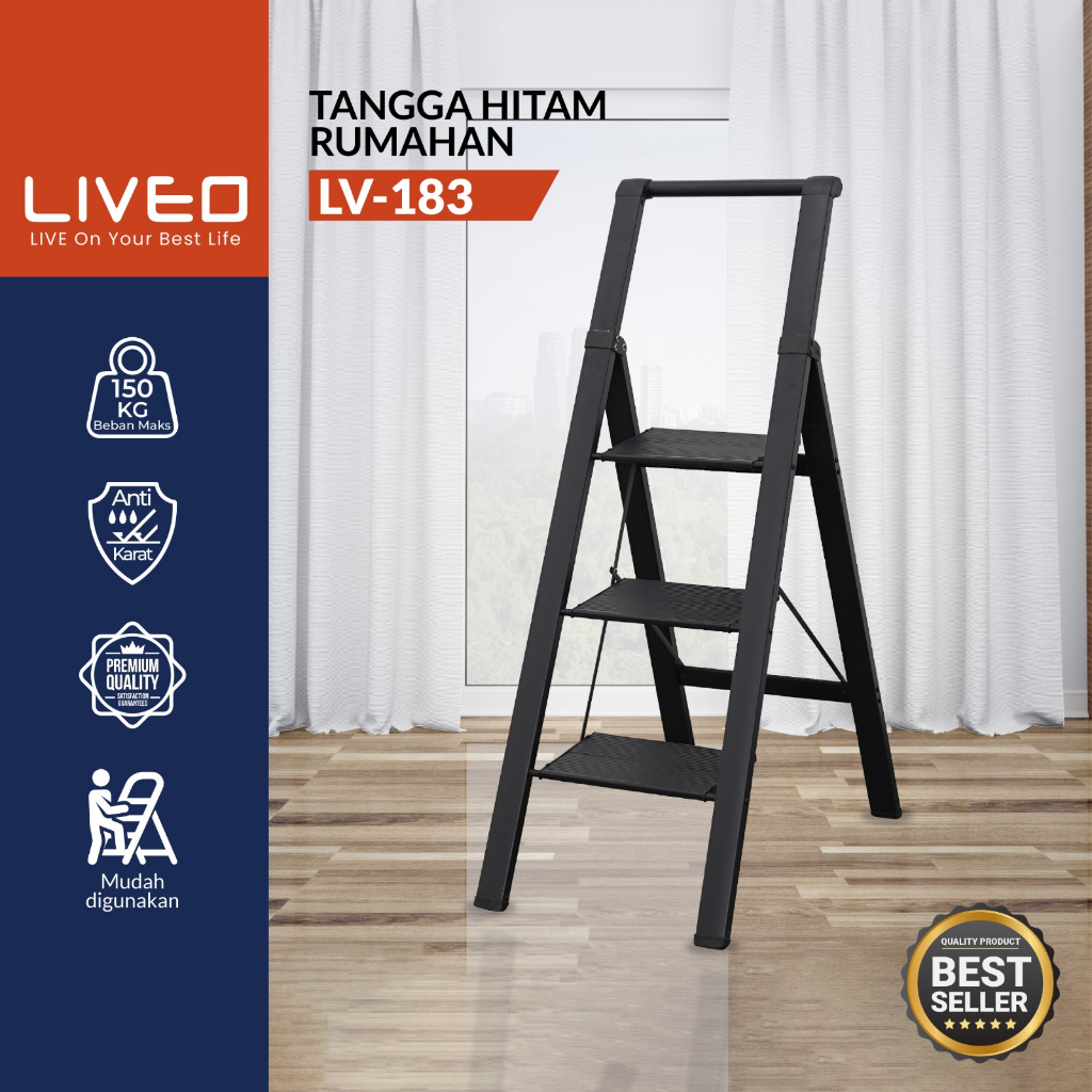 Tangga Rumahan Lipat Alumunium LIVEO LV-183 / Ladder 3 Step