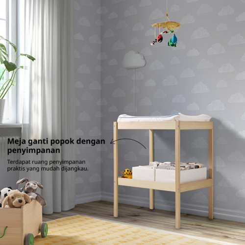 SNIGLAR Meja ganti popok bayi, kayu beech putih, 72x53 cm