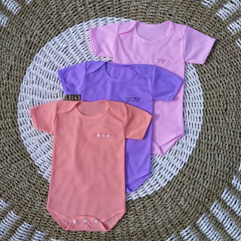 ISI 3 Pcs Jumper Bayi Jumpsuit Bayi Newborn Bodysuit Baby Seri Warna Perempuan