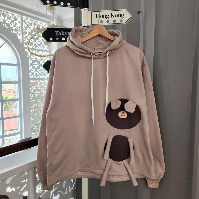 BERUANG 3D HODIE SWEATER OVERSIZE STYLE WANITA TERBARU FLEECE