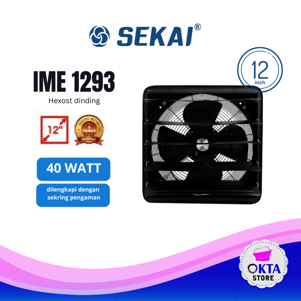 SEKAI EXHAUST FAN DINDING INDUSTRI HEXOS 12 INCH IME 1293 NS / Kipas Angin Partisi Industri / Exhaust