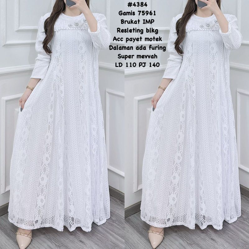 gamis putih raya 4383 4385/ gamis mewah / gamis lebaran 2023
