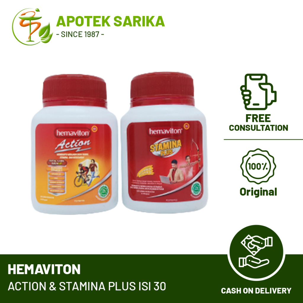 Hemaviton Action dan Hemaviton Stamina Plus Isi 30 Caps ( Suplemen Untuk Memulihkan Stamina )