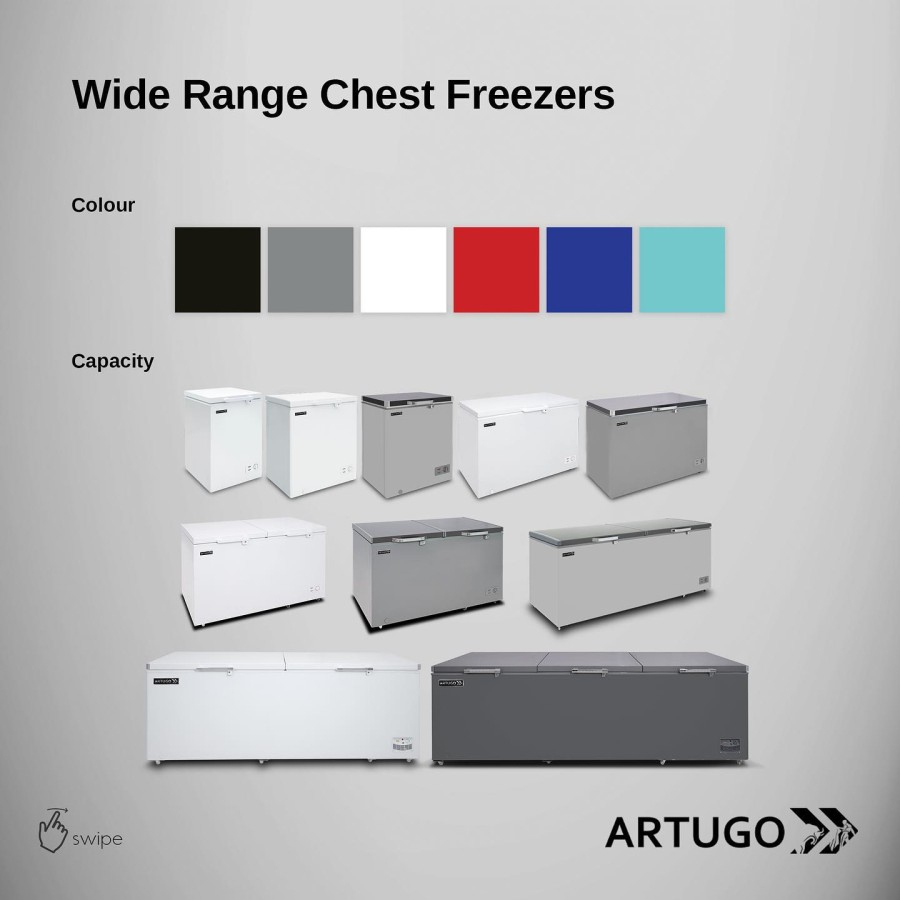 ARTUGO CHEEST FREEZER CF 101 PCM - CF101 CW Aluminium 105 LITER