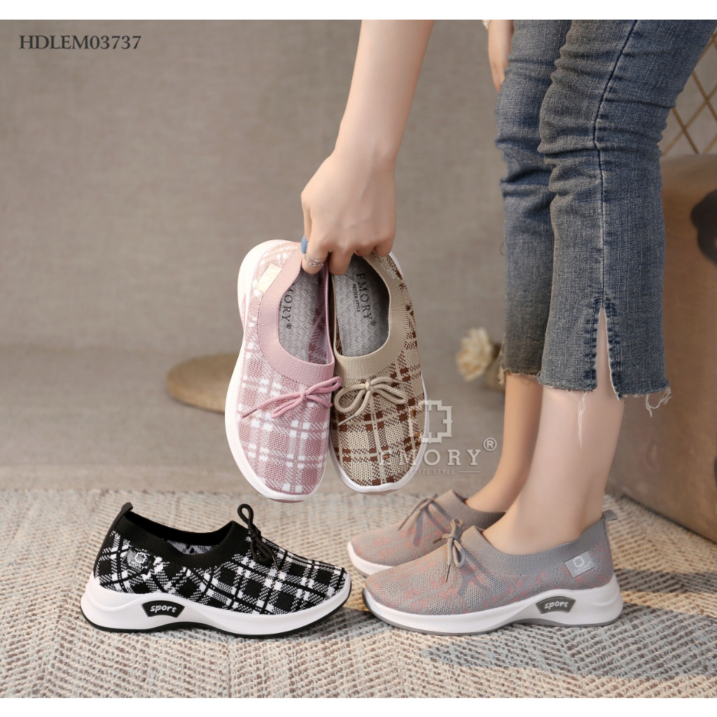 SEPATU WANITA EMORYSTYLE Flexknit Sneakers   HDLEMO 3737  MB GRAY