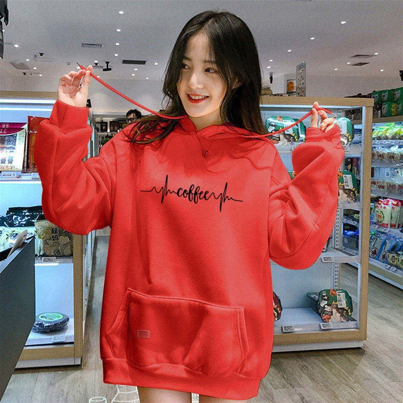 Parisdivarious Sweater Hoodie Jemper Coffee Detak Bahan Fleece Size S - XXL (Pria &amp; Wanita)