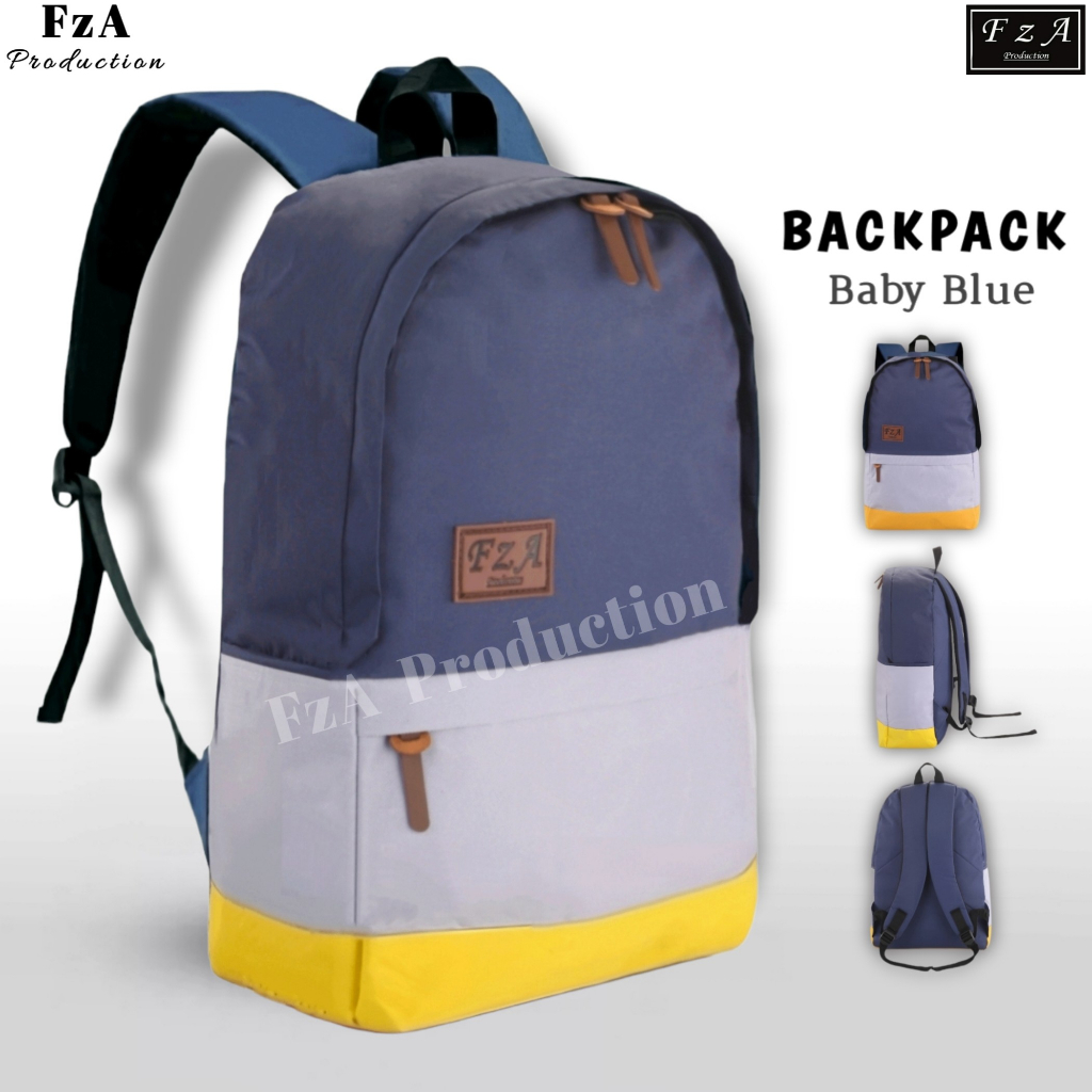 FzA Official - Big Promo..Tas Ransel Distro sekolah kuliah Kerja Pria 4286CV Tas Ransel Laptop - Baby Blue