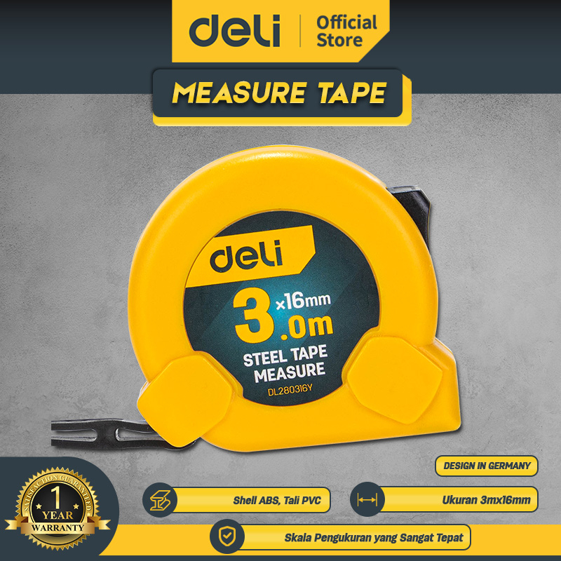 Deli Meteran Tukang 3 - 10 Meter / Measuring Tape Cm / M / Feet