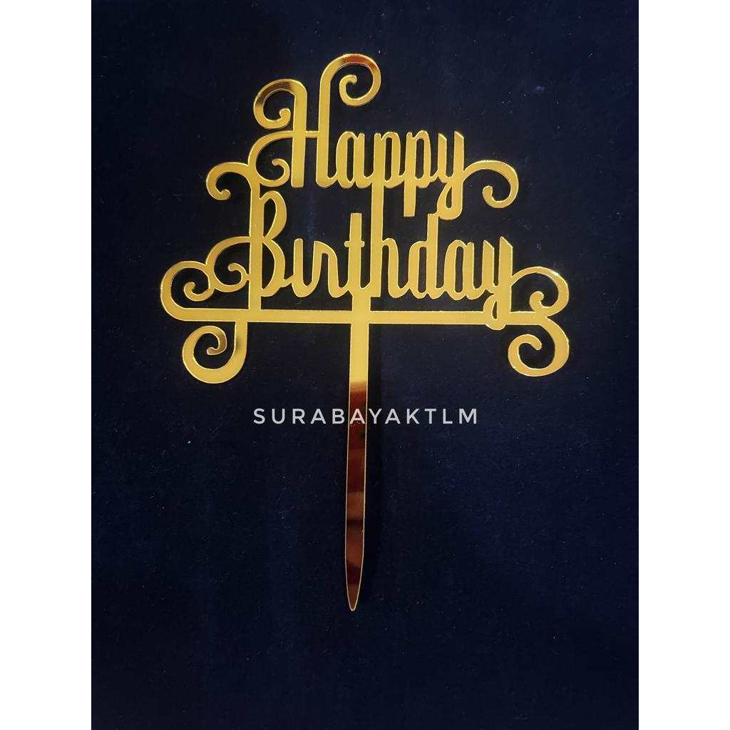 10 pcs Topper Cake Akrilik Happy Birthday Cake Topper Acrylic Happy Birthday