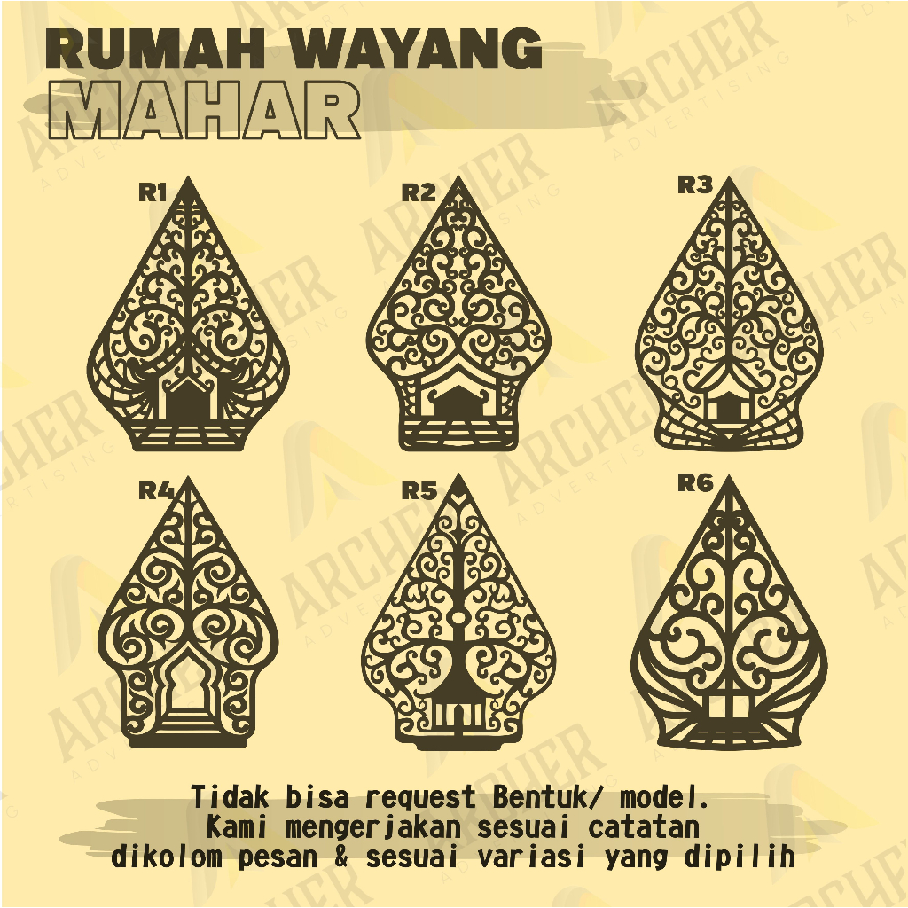 GUNUNGAN WAYANG ORNAMEN DEKORASI MAHAR PLYWOOD