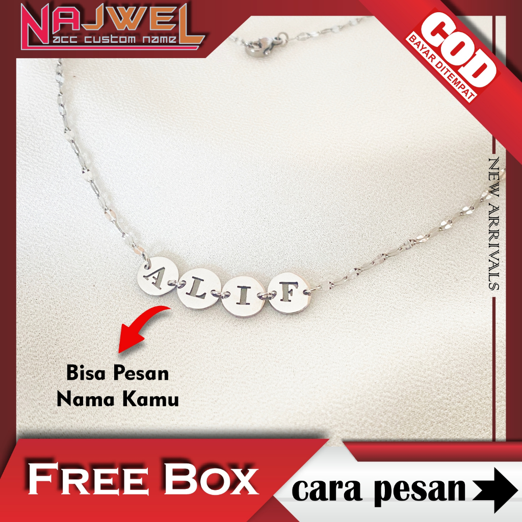 Kalung Nama Custom Fashion Aksesoris Premium Anti Karat