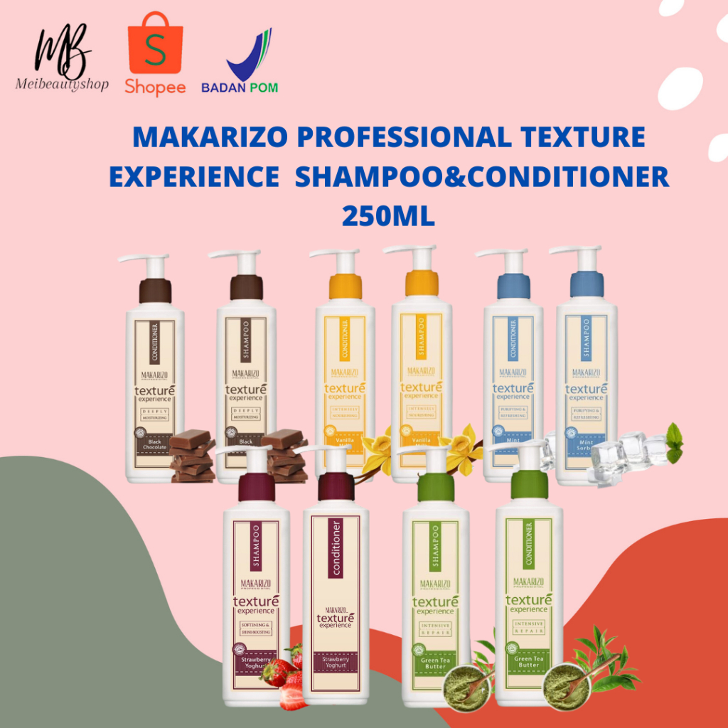 Makarizo Professional Texture Experience Shampoo &amp; Conditioner 250ml / Strawberry Yoghurt / Black Chocolate / Vanilla Milk / Green Tea