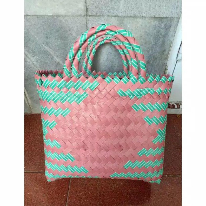 Tas Anyam Plastik Lurik / Tas Belanja / Tas Anyaman