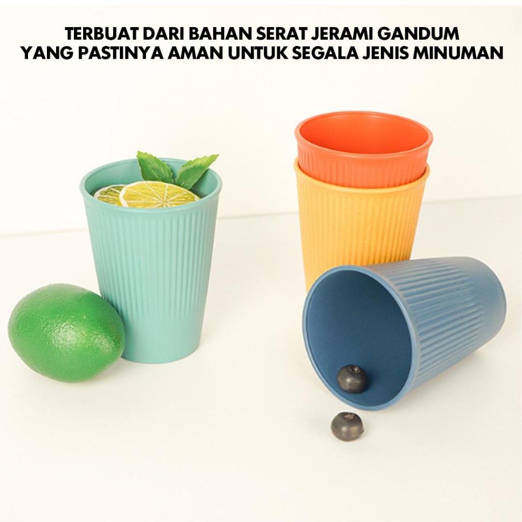 Gelas Wheat Straw Minum Cup Cangkir Tahan Jatuh / Gelas Jerami Gandum Food Grade Melamin