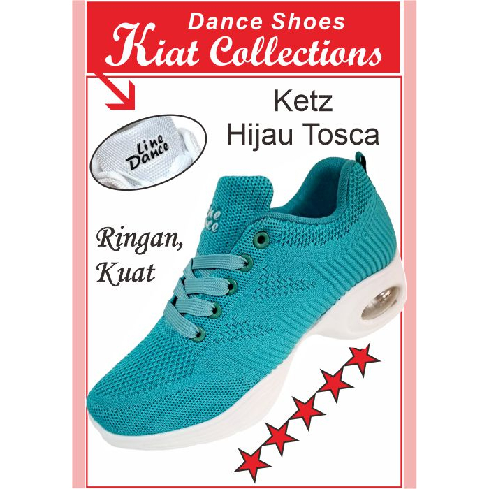 SEPATU KETZ HIJAU TOSCA MEREK LINE DANCE DANSA WANITA TARI MENARI JOGGING SNEAKER INDOOR