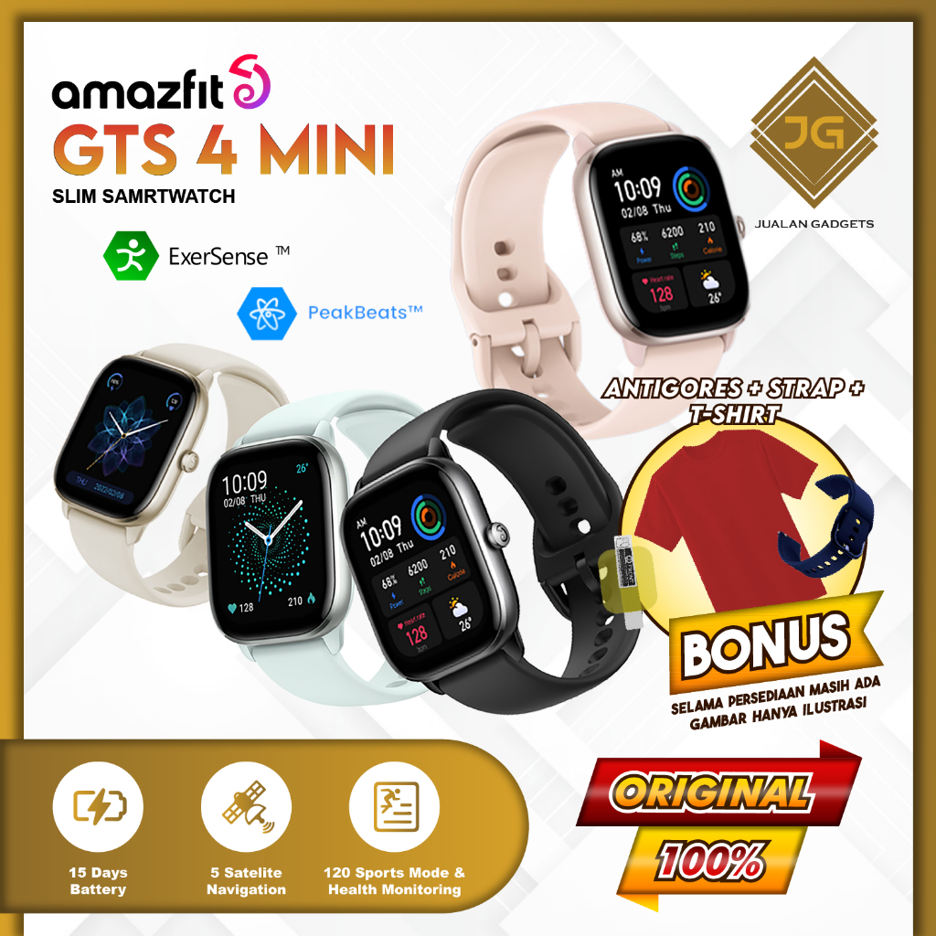 Amazfit GTS 4 Mini Smartwatch GPS 120+ Sports Modes - Garansi Resmi