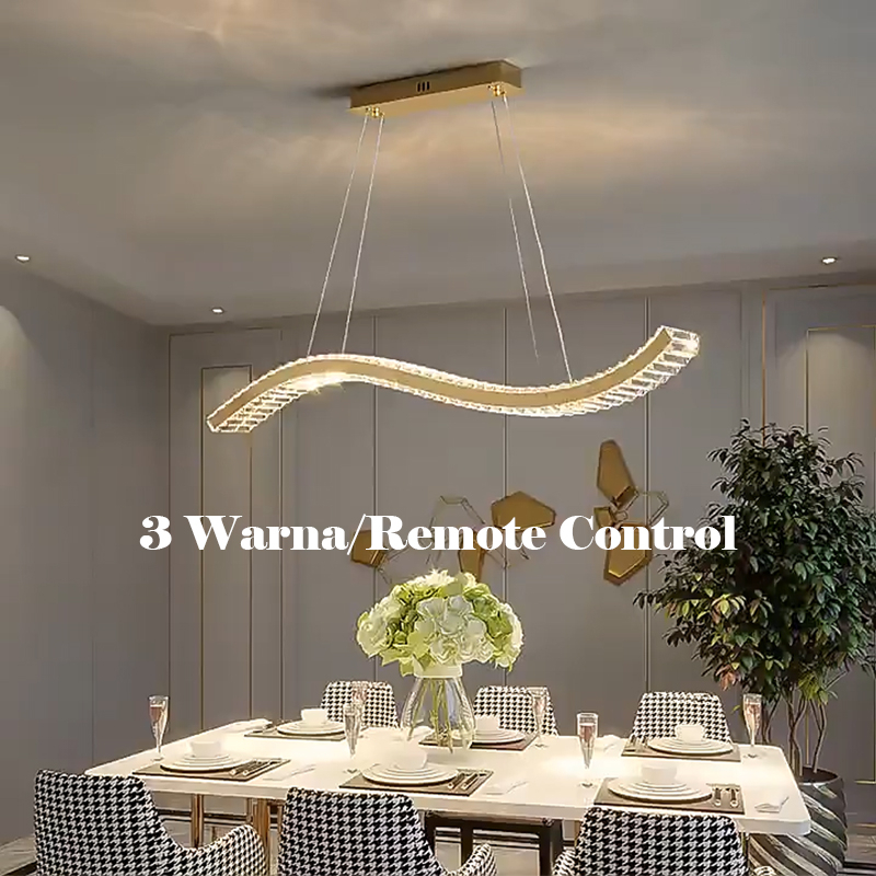 ★3 Warna &amp; Remote &amp; 1m★ Garansi  Lampu Kristal Minimalis 100W Lampu Kristal 1m Remote Control Modern LED Gaya Skandinavia Cocok Untuk Lampu Ruang Makan Ruang Tamu
